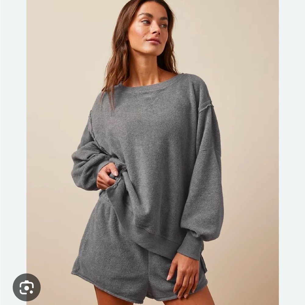 NWT Aerie American Eagle Oversized Big Hug Reverse Fleece Sweatshirt